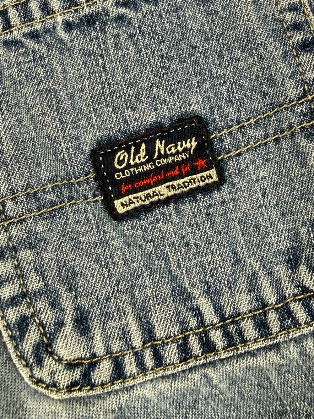 VINTAGE OLD NAVY Baby Denim Overalls 18-24M 2000 Y2K Wide Leg Workwear Western